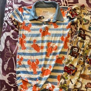 Little Sleepies Lobster Print Kids Romper - Blue and Orange